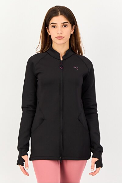 Puma Women Damen Studio Q4 Knit Jacket, Black