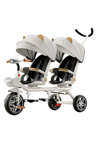 Ma Baby MaBaby 2-in-1 Convertible Double Stroller & Tricycle for Twins, Reclining 360° Rotating