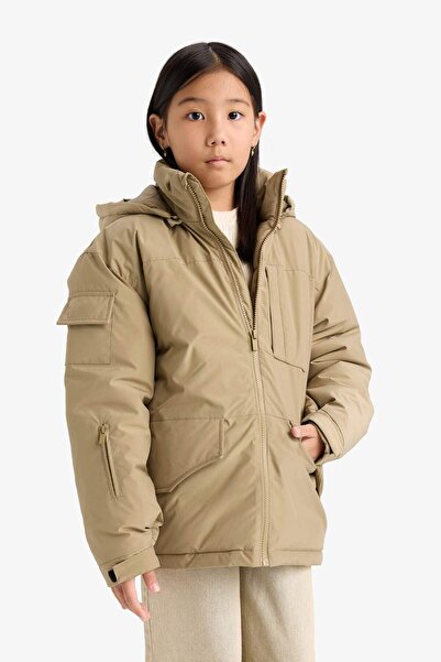DeFacto Girl's Detachable Faux Fur Collar Hooded Parka F0045A825Au