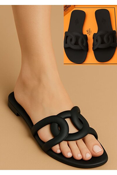 essentialneedsforall ✨ Women’s Stylish Chain-Link Flat Slip-On Sandals ✨ 📝 Description