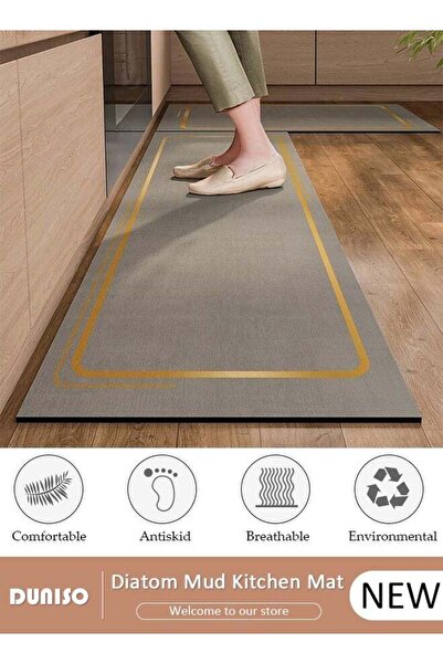 DUNISO 2 PCS Kitchen Mats and Rugs Set , Non Slip Heavy Duty Standing Mat, Quick Dry Diatom Mud Floor Mat,