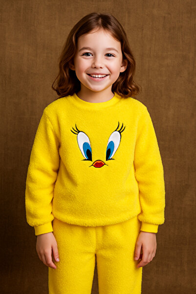 Bilge Trend Yellow Chick Embroidered Plush, Children's Pajama Set