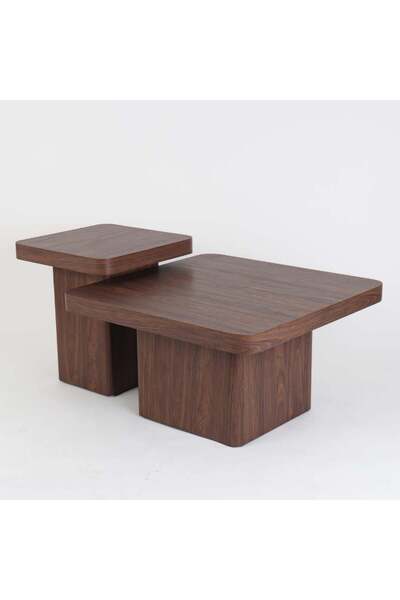 Palma homez Modern Wooden 2-Piece Coffee/Serving Table Set - Dark Brown