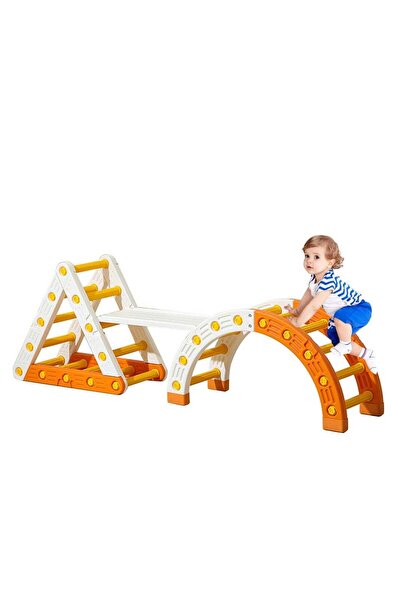 Ma Baby MaBaby 4-in-1 Foldable Wooden Montessori Pikler Triangle Climbing Set with Slide