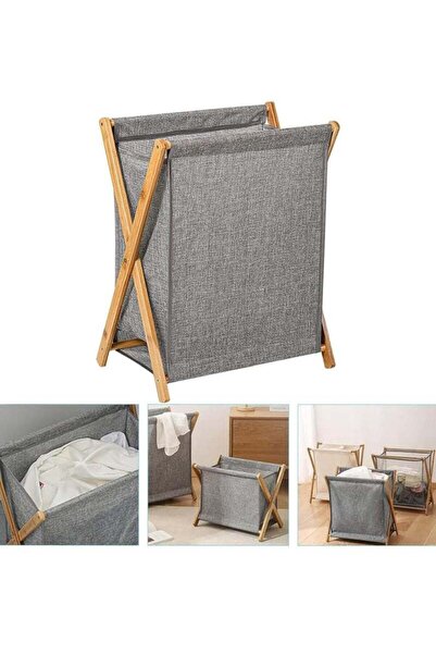 fulina Bamboo Laundry Hamper Sorter Cart, Portable and Collapsible Folding Clothes Laundry Basket Storage