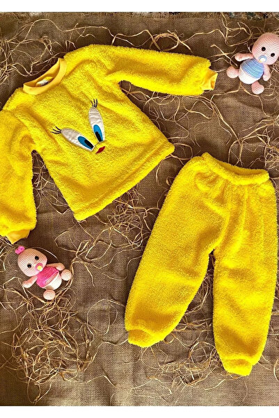 Bilge Trend Yellow Chick Embroidered Plush, Children's Pajama Set