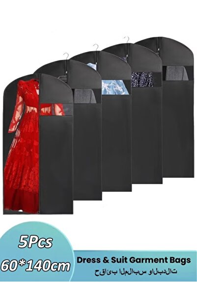 Generic 5Pcs Dress Bag Garment Bag EVA Suit Bags Clothes Covers with Transparent Window, Dustproof