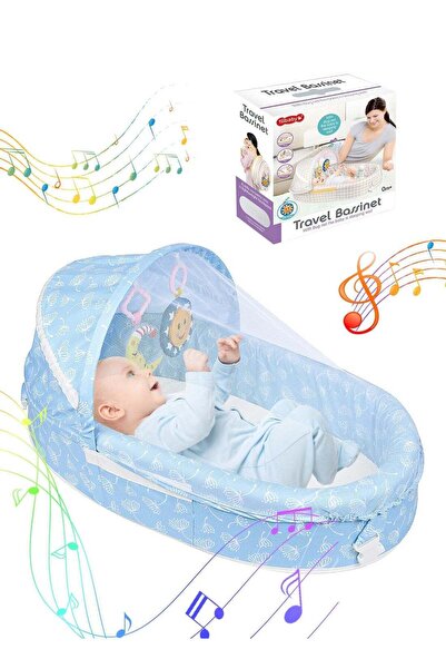 Ma Baby سرير سفر للأطفال من مابيبي مع ناموسية ومظلة، سرير سفر قابل للطي مع ألعاب وموسيقى