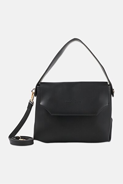 Lucky Bees Women Brand Logo Shoulder Bag, Black