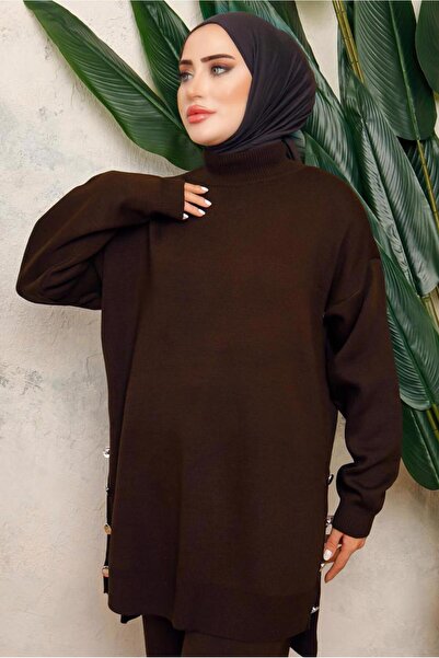 TRENDTESETTÜR Women's Brown Knit Tunic t 0108-1