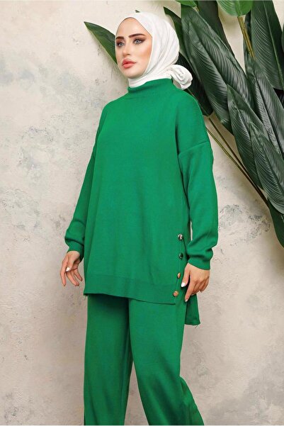 TRENDTESETTÜR Women's Green Knitwear Tunic t 0108-1