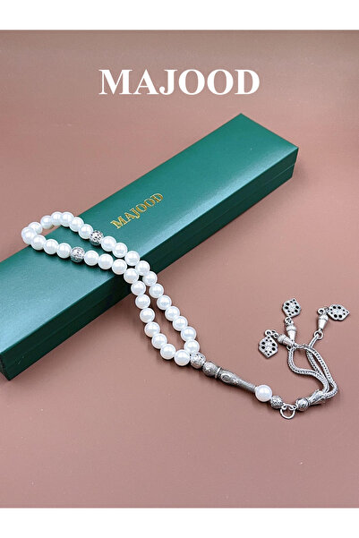 MAJOOD 33 سبحة صلاة من اللؤلؤ الصدفي/تسبيح/8 مم/للرجال والنساء/هدية رمضان مثالية