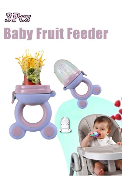 Generic 3PCS Baby Fruit Feeder Feeding Processors 2in1 Silicone Nibbler Pacifier Teether Infant Teething Toy
