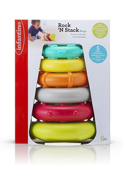 Generic Baby Stacking Rings Toy Colorful Rocking Rattle Ring Stacker for Infants Toddlers Hand Eye Skill