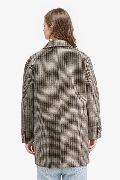 DeFacto Girl's Shirt Collar Buttoned Checkered Cashmere Coat G2580A825Wn