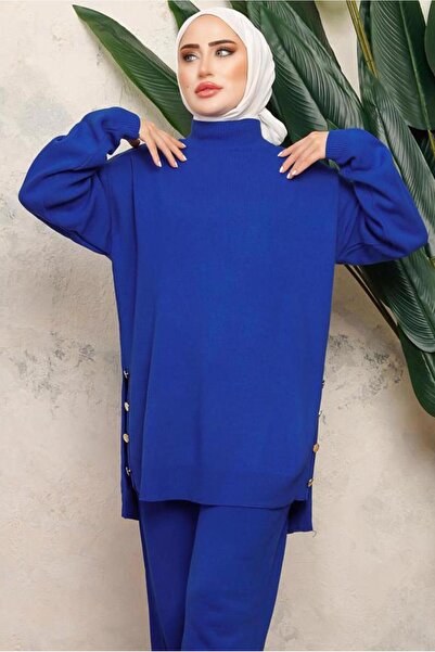 TRENDTESETTÜR Women's Navy Blue (S Cobalt Knitwear Tunic t 0108-1