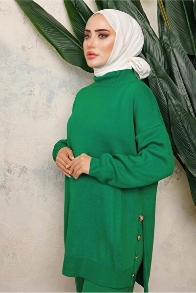 TRENDTESETTÜR Women's Green Knitwear Tunic t 0108-1