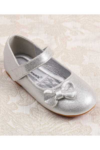 Cute Walk by Babyhug Ballerina with Velcro Closer and Bow Applique - Silver