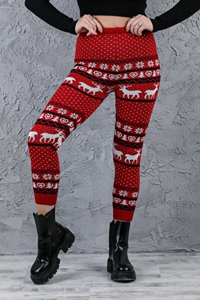 AŞMİ RED CHRISTMAS KNITTED LEGGINGS
