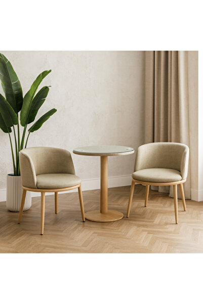 Palma homez Elegant outdoor seating set with round table and padded chairs, beige - 3 pieces