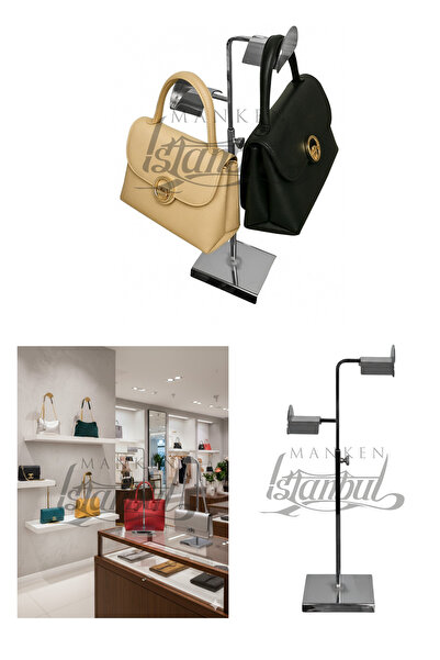 Manken İstanbul 2 Li Silver Yükseklik Ayarlanabilir Çanta Standı Çanta Askısı