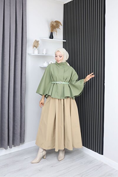 MİSS M.A.T FASHİON Premium Quality Leather Belt Imported Case Short Poncho