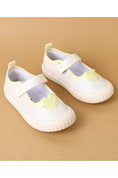 Cute Walk by Babyhug Velcro Closure Casual Shoes with Sequin Heart Applique - Off White