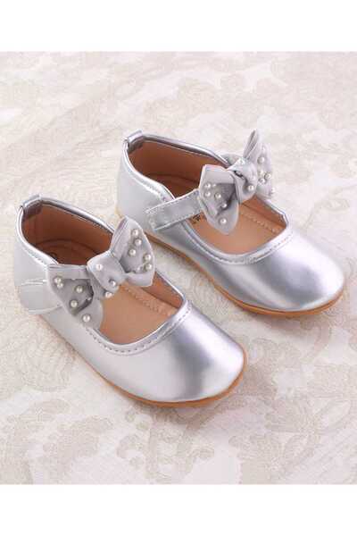 Cute Walk by Babyhug Velcro Closure Ballerina With Bow Applique - Silver