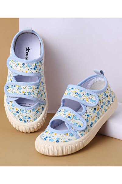 Cute Walk by Babyhug حذاء كاجوال بإغلاق فيلكرو وطبعة زهور - أزرق فاتح