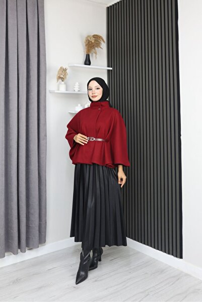 MİSS M.A.T FASHİON Premium Quality Leather Belt Imported Case Short Poncho