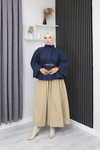 MİSS M.A.T FASHİON PREMİUM KALİTE DERİ KEMERLİ İTHAL KAŞE KISA PANÇO