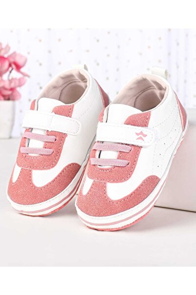 Cute Walk by Babyhug Velcro Closure Booties - Pink & White