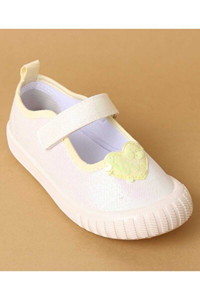 Cute Walk by Babyhug Velcro Closure Casual Shoes with Sequin Heart Applique - Off White