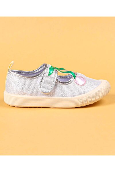 Cute Walk by Babyhug Casual Shoes with Velcro Closure & Cherry Applique - Silver