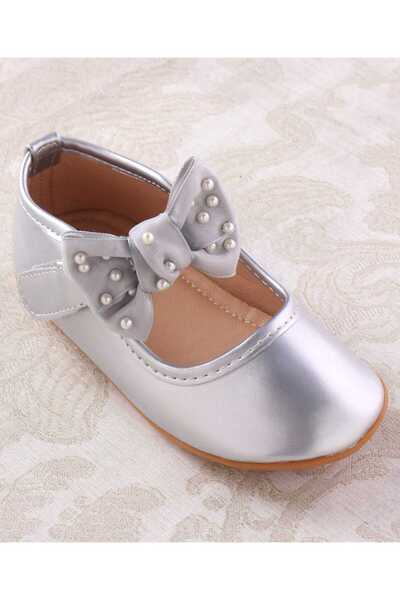 Cute Walk by Babyhug Velcro Closure Ballerina With Bow Applique - Silver