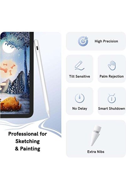 Generic Stylus Pen for iPad — Fast Charge Active Pencil, Compatible with 2018–2024 iPad Pro/Air/