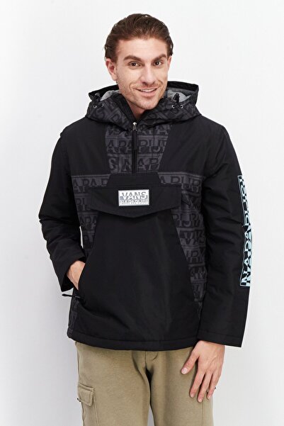 Vans Men Brand Logo Soft Shell Hooded Jacket , Black Combo