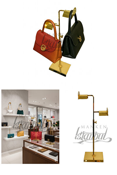 Manken İstanbul 2 Li Gold Yükseklik Ayarlanabilir Çanta Standı Çanta Askısı