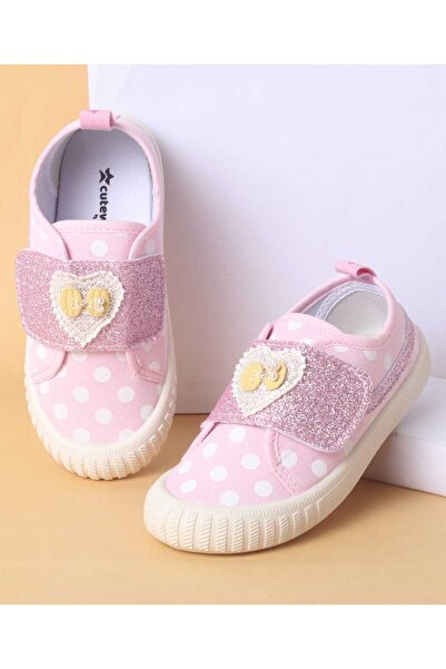 Cute Walk by Babyhug Polka Dots Printed Casual Shoes with Heart Bow Applique ...