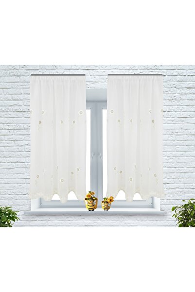 OEM Set of 2 curtains with pleats, 2x145x145 cm, sunflower, ivory