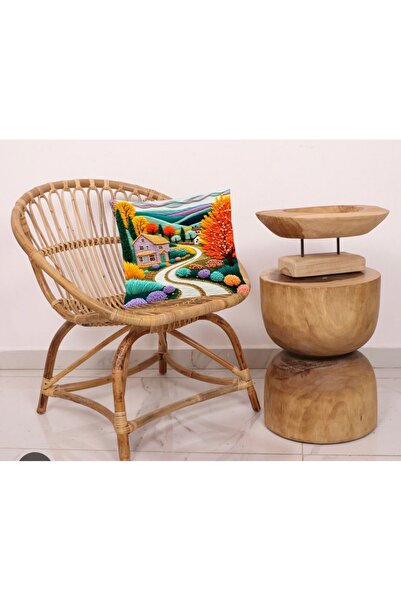 Digital Printed Knit Look Nature View Decorative Pillowcase