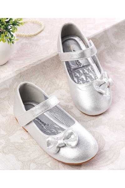 Cute Walk by Babyhug Ballerina with Velcro Closer and Bow Applique - Silver