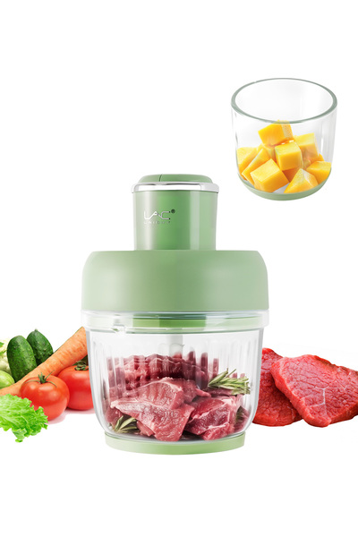 LAC LAICHY مفرمة طعام زجاجية سعة 2.5 لتر + 0.8 لتر مع مكبس ثوم حلقي، 300 واط،...