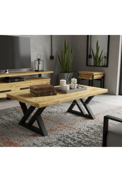 raweyn MOBEL DOĞAL AHŞAP ORTA SEHPA 70x70