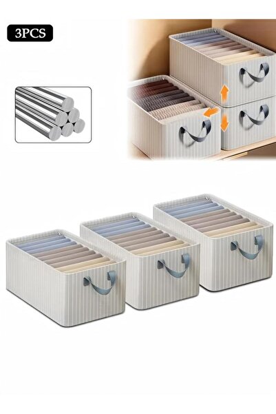 DOMEET 3PCS Wardrobe Clothes Organizer with Portable Handle Steel Frame Support Large Capacity Closet