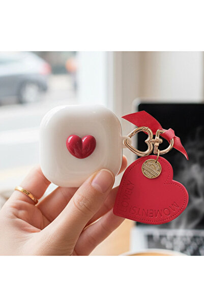 Samsung CaseOnn Galaxy Buds Live - Buds Pro Kılıf Figürlü 3D Lovely Kalp Kırmızı