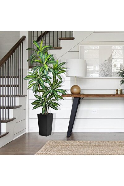 MirageBotanics Artificial Dracaena Tree 5FT Tall Fake Plant with White Planter