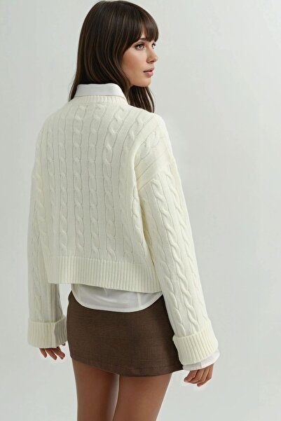 Hiccup Hair Braid Pattern Embroidered Sweater