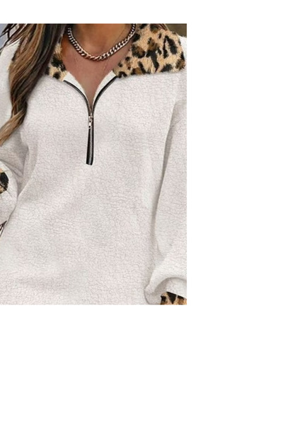 Genel Markalar Beyaz Mini Triko Elbise Hayvan Desenli