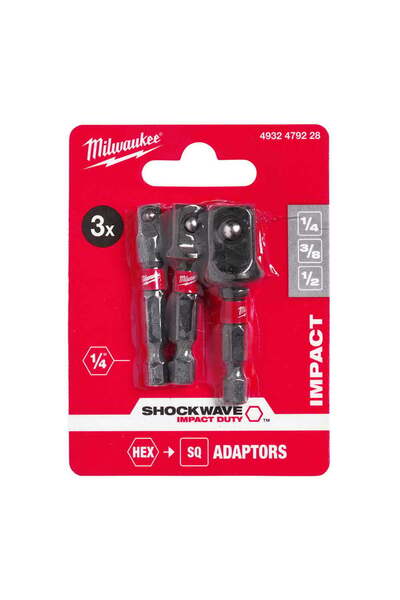 Milwaukee MILWAUKEEHEX 1/2 - 1/4 - 3/8 Hex Lokma Adaptor Seti 3 Parça